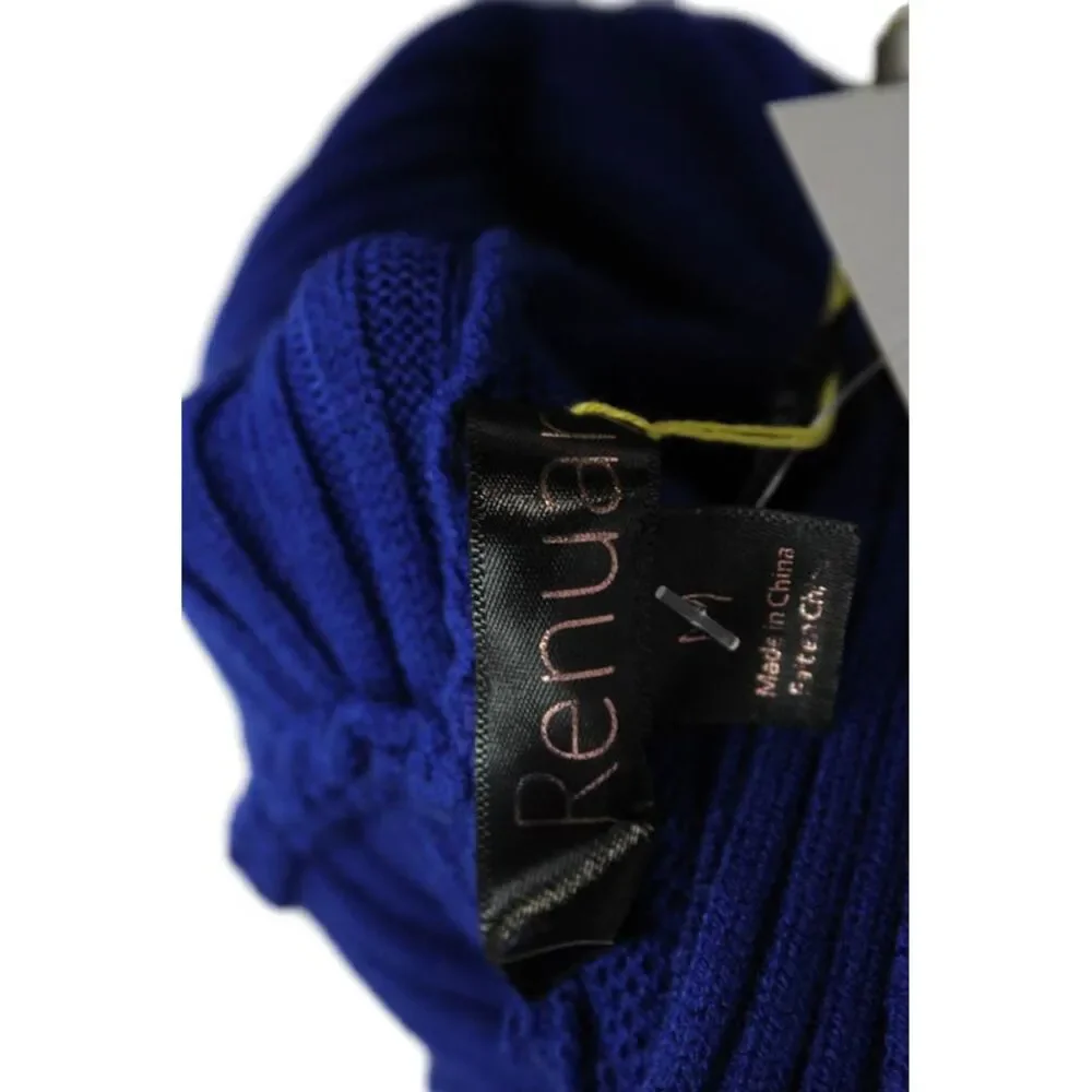 Renuar Womens Turtleneck Long Sleeve Medium Knit Sweater Solid Blue Size M